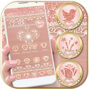 Descargar app Rose Gold Launcher Diamante Tema Del Corazón