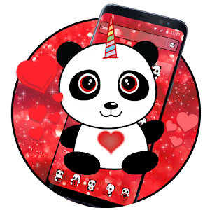 Descargar app Tema De Panda De Unicornio Rojo Brillo