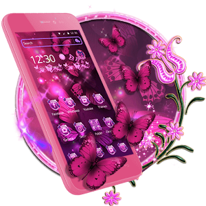 Descargar app Pink Neon Butterfly Theme
