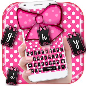 Descargar app White Dots Pink Bow Keyboard disponible para descarga